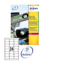 Etichette adesive L4773 - in poliestere - laser - permanenti - 63,5 x 33,9 mm - 24 et/fg - 20 fogli - bianco - Avery