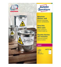 Etichette adesive L4775 - in PE - laser - permanenti - 210 x 297 mm - 1 et/fg - 100 fogli - bianco - Avery