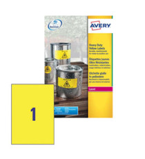 Etichette adesive L6111 - in poliestere - laser - permanenti - 210 x 297 mm - 1 et/fg - 20 fogli - giallo fluo - Avery