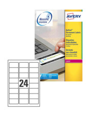 Etichette adesive L6146 - in poliestere - laser - permanenti - 63,5 x 33,9 mm - 24 et/fg - 20 fogli - bianco - Avery
