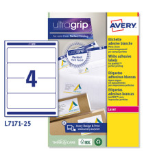 Etichette adesive L7171 - in carta - angoli arrotondati - permanenti - 200 x 60 mm - 4 et/fg - 25 fogli - bianco coprent