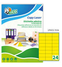 Etichette adesive LP4C - in carta - permanenti - 70 x 36 mm - 24 et/fg - 70 fogli - giallo opaco - Tico
