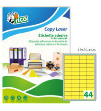 Etichette adesive LP4F - in carta - angoli arrotondati - permanenti - 47,5 x 25,5 mm - 44 et/fg - 70 fogli - giallo fluo