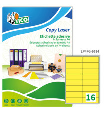 Etichette adesive LP4F - in carta - angoli arrotondati - permanenti - 99,1 x 34 mm - 16 et/fg - 70 fogli - giallo fluo -