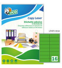 Etichette adesive LP4F - in carta - angoli arrotondati - permanenti - 99,1 x 34 mm - 16 et/fg - 70 fogli - verde fluo -