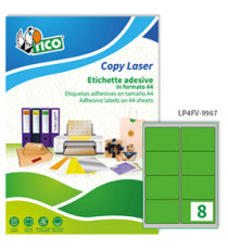 Etichette adesive LP4F - in carta - angoli arrotondati - permanenti - 99,1 x 67,7 mm - 8 et/fg - 70 fogli - verde fluo -