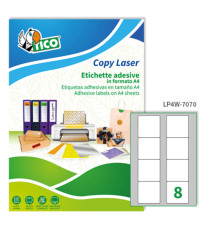 Etichette adesive LP4W - in carta - angoli arrotondati - permanenti - 70 x 70 mm - 8 et/fg - 100 fogli - bianco - Tico