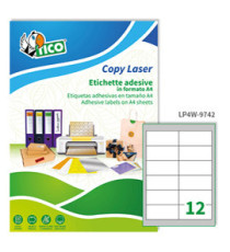 Etichette adesive LP4W - in carta - angoli arrotondati - permanenti - 97 x 42,3 mm - 12 et/fg - 100 fogli - bianco - Tic