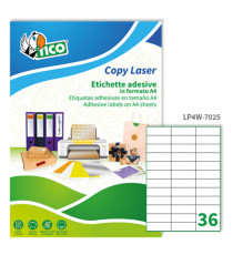 Etichette adesive LP4W - in carta - permanenti - 70 x 25 mm - 36 et/fg - 100 fogli - bianco - Tico