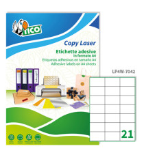 Etichette adesive LP4W - in carta - permanenti - 70 x 42,3 mm - 21 et/fg - 100 fogli - bianco - Tico