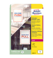 Etichette adesive per finestre - in carta - con pellicola - laser - rimovibili - 210 x 148 mm - 1et/fg - 10 fogli - bian