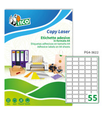Etichette adesive PG4 - in carta - laser - permanenti - 36 x 22 mm - 55 et/fg - 100 fogli - bianco  lucido - Tico