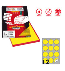 Etichette adesive R/310 - in carta - permanenti - tonde - diametro 60 mm - 12 et/fg - 100 fogli - giallo fluo - Markin