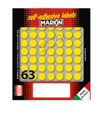 Etichette adesive tonde - in carta - permanenti - diametro 14 mm - 63 et/fg - 10 fogli - giallo - Markin