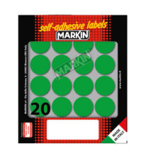 Etichette adesive tonde - in carta - permanenti - diametro 27 mm - 20 et/fg - 10 fogli - verde - Markin