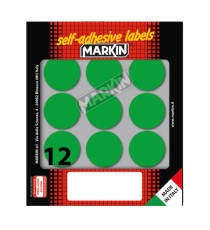 Etichette adesive tonde - in carta - permanenti - diametro 34 mm - 12 et/fg - 10 fogli - verde - Markin