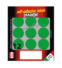 Etichette adesive tonde - in carta - permanenti - diametro 34 mm - 12 et/fg - 10 fogli - verde - Markin