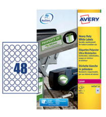 Etichette adesive tonde L4716 - in poliestere - laser - permanenti - diametro 30 mm - 48 et/fg - 20 fogli - bianco - Ave