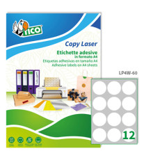 Etichette adesive tonde LP4W - in carta - con margini - permanenti - diametro 60 mm - 12 et/fg - 100 fogli - bianco - Ti