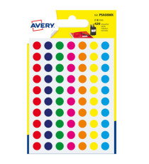 Etichette adesive tonde PSA - in carta - permanenti - diametro 8 mm - 70 et/fg - 6 fogli - colori assortiti - Avery