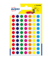 Etichette adesive tonde PSA - in carta - permanenti - diametro 8 mm - 70 et/fg - 6 fogli - colori assortiti - Avery
