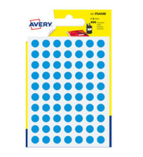 Etichette adesive tonde PSA - in carta - permanenti - diametro 8 mm - 70 et/fg - 7 fogli - blu - Avery