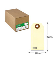 Etichette per spedizioni - in cartoncino - con foro - 80 x 38 mm - avana - Lebez - conf. 1000 pezzi