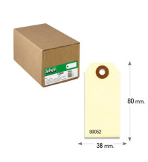 Etichette per spedizioni - in cartoncino - con foro - 80 x 38 mm - avana - Lebez - conf. 1000 pezzi