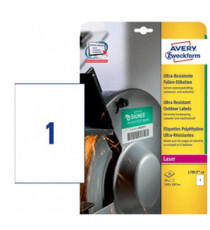 Etichette protezione e sicurezza - in PE - laser - permanenti - 210 x 297 mm - 1 et/fg - 10 fogli -  bianco - Avery