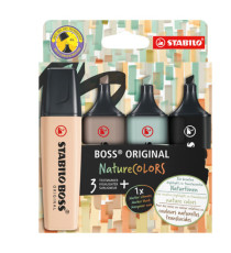 Evidenziatore Stabilo Boss NatureColors - punta a scalpello - colori assortiti - Stabilo - astuccio 4 pezzi