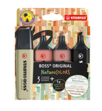 Evidenziatore Stabilo Boss NatureColors - tratto 2 + 5 mm - colori assortiti - Stabilo - astuccio 4 pezzi