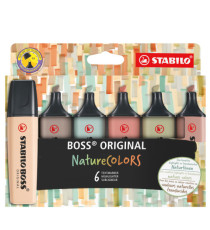 Evidenziatore Stabilo Boss NatureColors - tratto 2 + 5 mm - colori assortiti - Stabilo - astuccio 6 pezzi