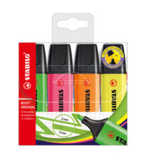 Evidenziatore Stabilo Boss Original - punta a scalpello - tratto da 2 - 5 mm - colori assortiti - Stabilo - conf. 4 pezz