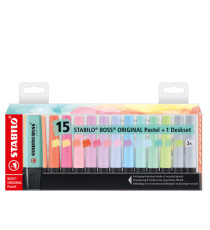 Evidenziatore Stabilo Boss Pastel - colori assortiti - tratto 2 - 5 mm - Stabilo - deskset 15 pezzi