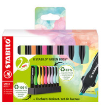 Evidenziatore Stabilo Green Boss - punta a scalpello - tratto 2 - 5mm - colori assortiti - Stabilo - deskset 8 pezzi