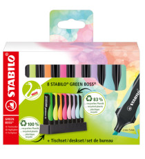 Evidenziatore Stabilo Green Boss - punta a scalpello - tratto 2 - 5mm - colori assortiti - Stabilo - deskset 8 pezzi