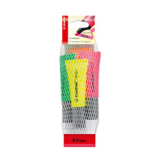 Evidenziatore stabilo Neon - punta a scalpello - tratto 2,00 - 5,00 mm - Stabilo - astuccio 4 pezzi