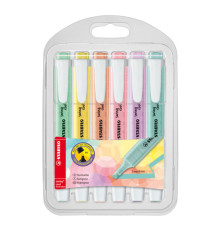 Evidenziatore Swing Cool Pastel - punta a scalpello - tratto 1 - 4 mm - colori assortiti - Stabilo - astuccio 6 pezzi