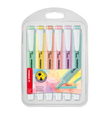 Evidenziatore Swing Cool Pastel - punta a scalpello - tratto 1 - 4 mm - colori assortiti - Stabilo - astuccio 6 pezzi