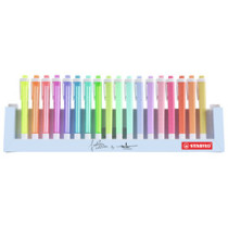 Evidenziatore Swing Cool Pastel - punta a scalpello - tratto 1 - 4 mm - colori assortiti - Stabilo - deskset 18 pezzi