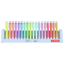 Evidenziatore Swing Cool Pastel - punta a scalpello - tratto 1 - 4 mm - colori assortiti - Stabilo - deskset 18 pezzi