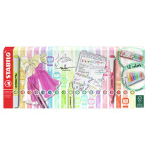 Evidenziatore Swing Cool Pastel - punta a scalpello - tratto 1 - 4 mm - colori assortiti - Stabilo - deskset 18 pezzi
