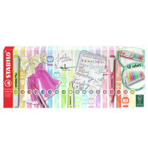 Evidenziatore Swing Cool Pastel - punta a scalpello - tratto 1 - 4 mm - colori assortiti - Stabilo - deskset 18 pezzi