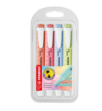 Evidenziatore Swing Cool Pastel - punta scalpello - tratto 1 - 4 mm - colori assortiti - Stabilo - astuccio 4 pezzi