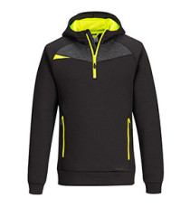 Felpa DX467 a mezza zip - con cappuccio - taglia L - nero - Portwest