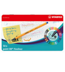 Fineliner Point 88 - tratto 0,4 mm - colori assortiti - Stabilo - scatola metallo 50 pezzi