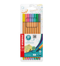 Fineliner Point 88 - tratto 0,4 mm - colori assortiti pastel - Stabilo - conf. 8 pezzi