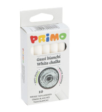 Gessetti tondi - ø 9x80 mm - bianco - Primo - Scatola 10 gessetti tondi
