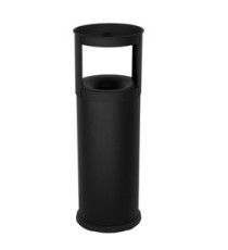 Gettacarte autoestinguente con posacenere - 25 L - diametro 25 cm - H 80 cm - acciaio - nero - Stilcasa