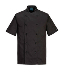 Giacca cuoco Kent - maniche corte - taglia L - nero - Portwest